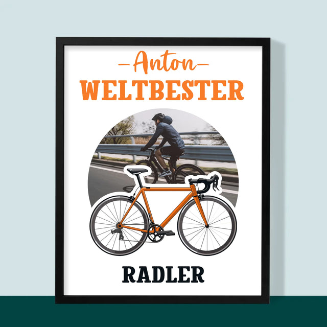 Foto Und Unterschrift: Der Weltbeste Radler - Druck Mit Rahmen 30X40