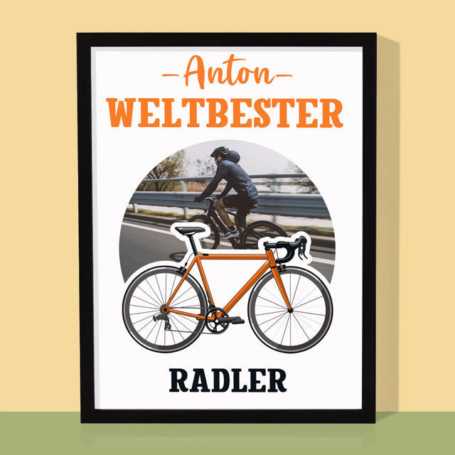 Foto Und Unterschrift: Der Weltbeste Radler - Druck Mit Rahmen 30X40