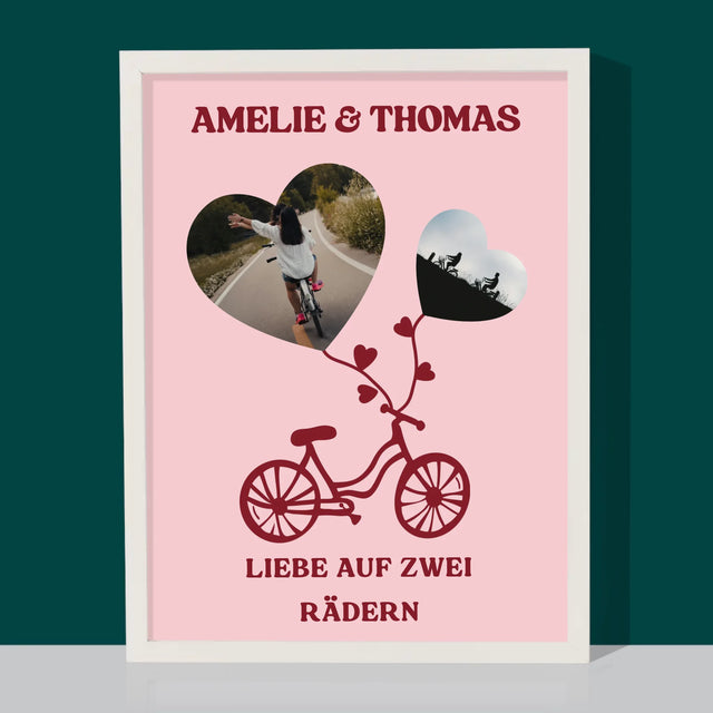 Fotocollage: Liebe Auf Zwei Rädern - Druck Mit Rahmen 30X40