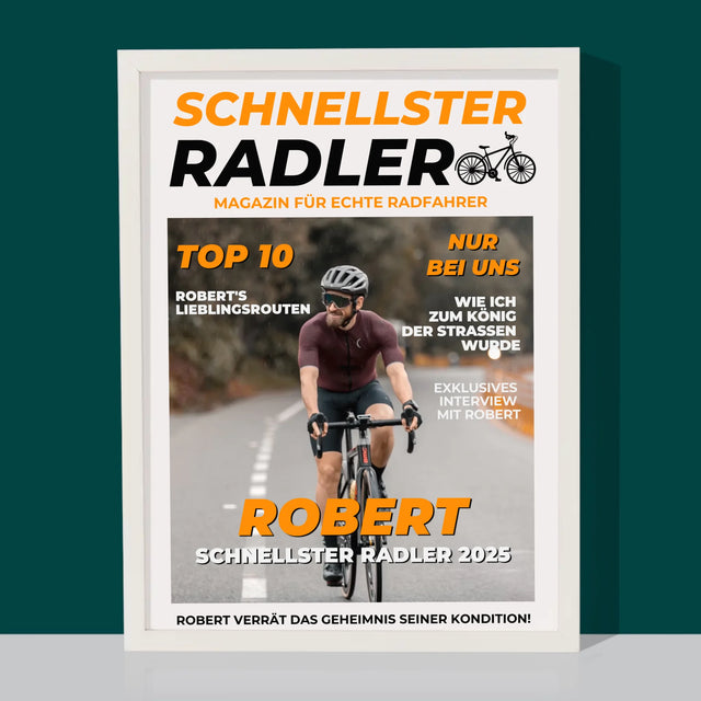 Magazin-Cover: Der Schnellste Radler - Druck Mit Rahmen 30X40
