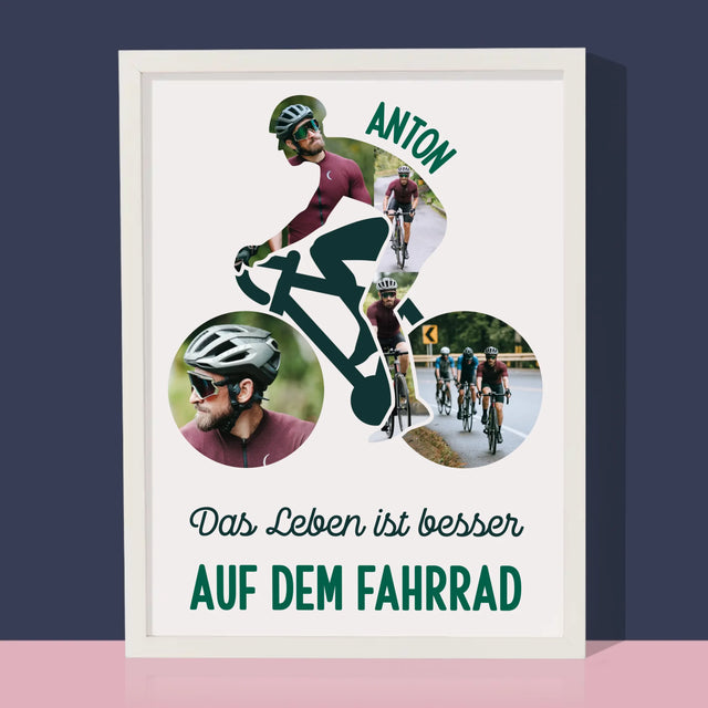 Form-Collage: Das Leben Ist Besser Auf Dem Fahrrad - Druck Mit Rahmen 30X40
