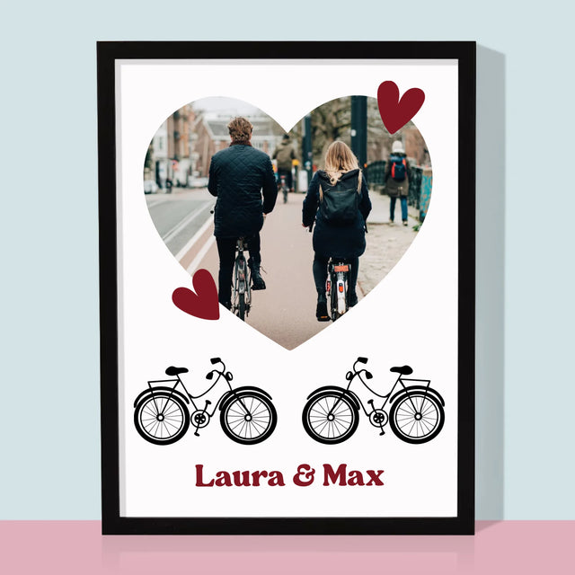 Foto Und Unterschrift: Radfahrerpaar - Druck Mit Rahmen 30X40