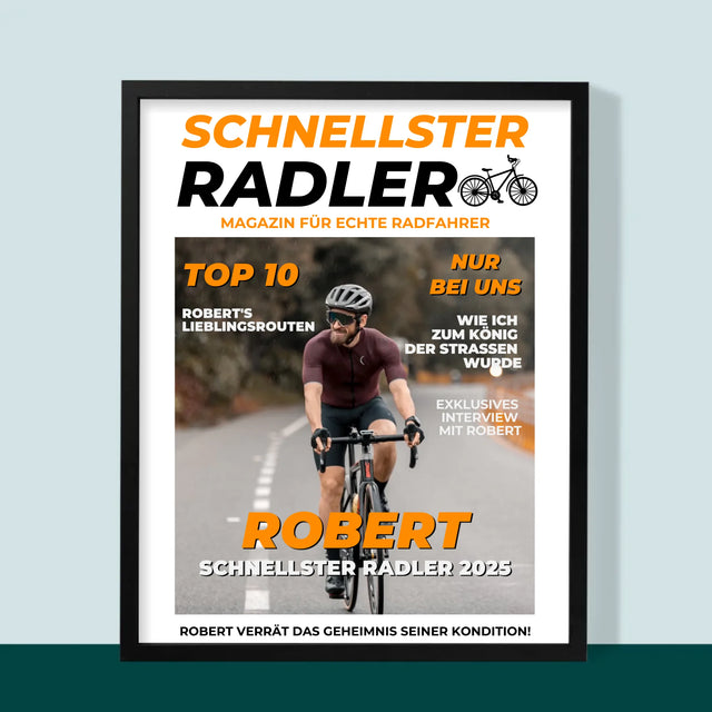 Magazin-Cover: Der Schnellste Radler - Druck Mit Rahmen 30X40
