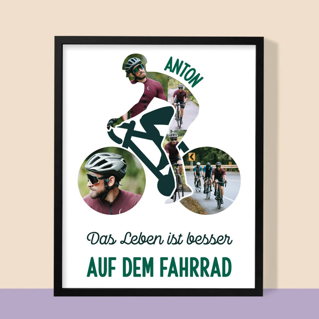 Form-Collage: Das Leben Ist Besser Auf Dem Fahrrad - Druck Mit Rahmen 30X40