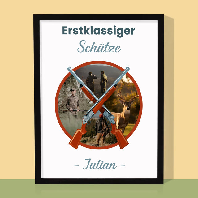 Fotocollage: Erstklassiger Schütze - Druck Mit Rahmen 30X40