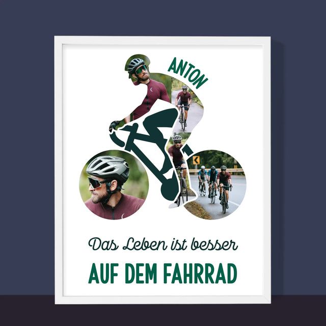 Form-Collage: Das Leben Ist Besser Auf Dem Fahrrad - Druck Mit Rahmen 30X40