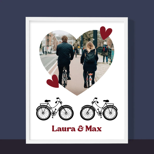Foto Und Unterschrift: Radfahrerpaar - Druck Mit Rahmen 30X40