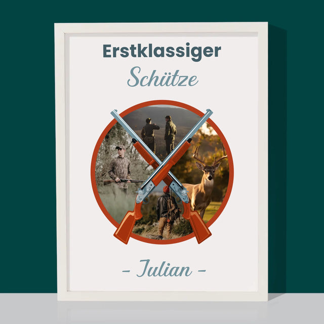 Fotocollage: Erstklassiger Schütze - Druck Mit Rahmen 30X40
