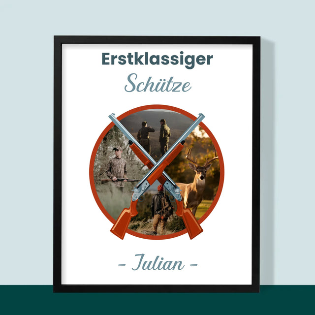 Fotocollage: Erstklassiger Schütze - Druck Mit Rahmen 30X40