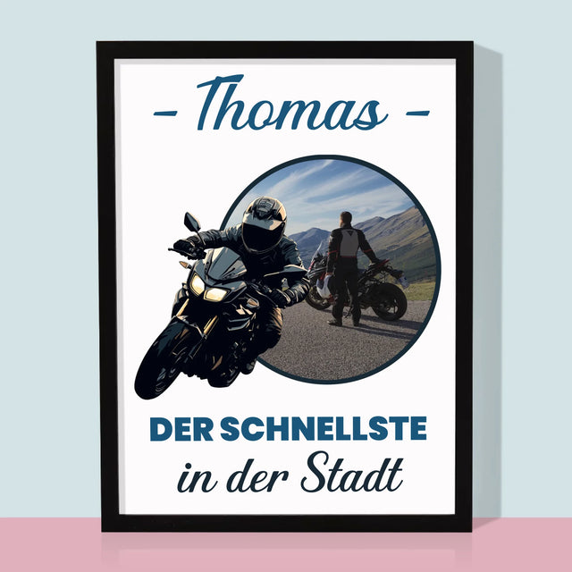 Foto Und Unterschrift: Der Schnellste In Der Stadt - Druck Mit Rahmen 30X40