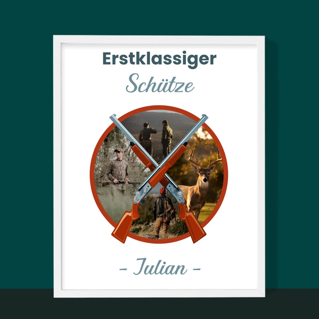 Fotocollage: Erstklassiger Schütze - Druck Mit Rahmen 30X40