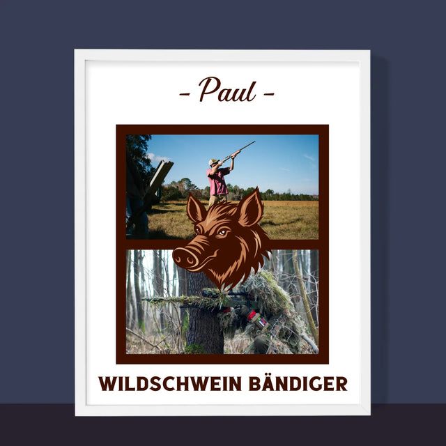 Fotocollage: Wildschwein Bändiger - Druck Mit Rahmen 30X40