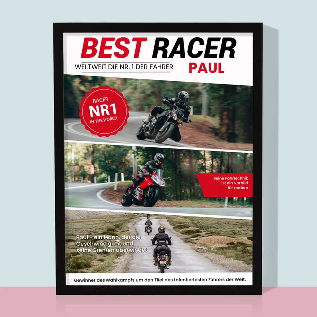 Magazin-Cover: Bester Rennfahrer - Druck Mit Rahmen 30X40