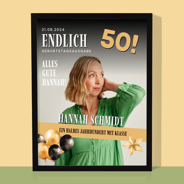 Magazin-Cover: Endlich 50 - Druck Mit Rahmen 30X40