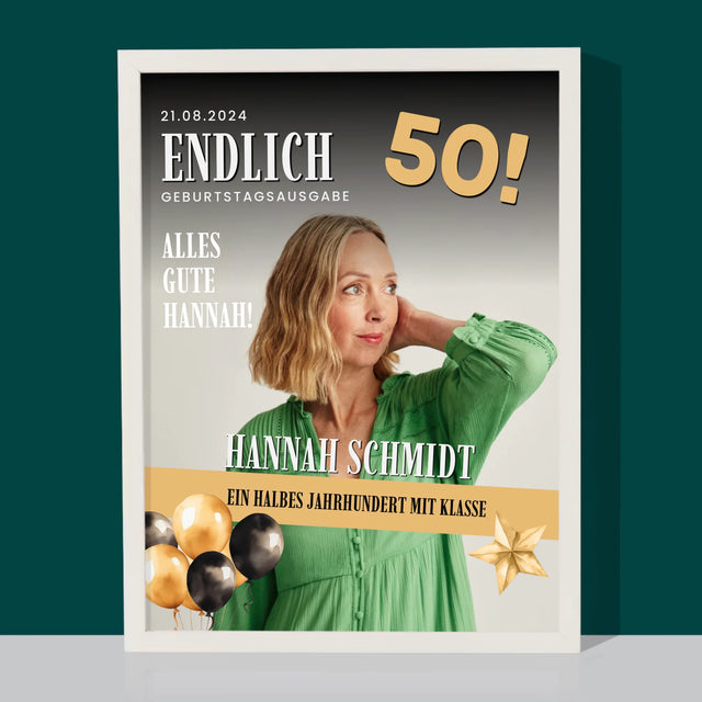 Magazin-Cover: Endlich 50 - Druck Mit Rahmen 30X40