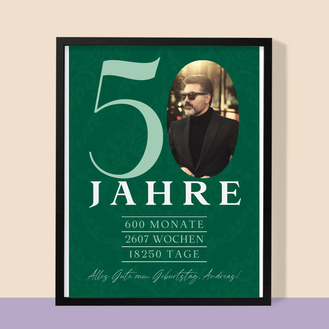Foto Und Unterschrift: 50 Jahre Countdown - Druck Mit Rahmen 30X40