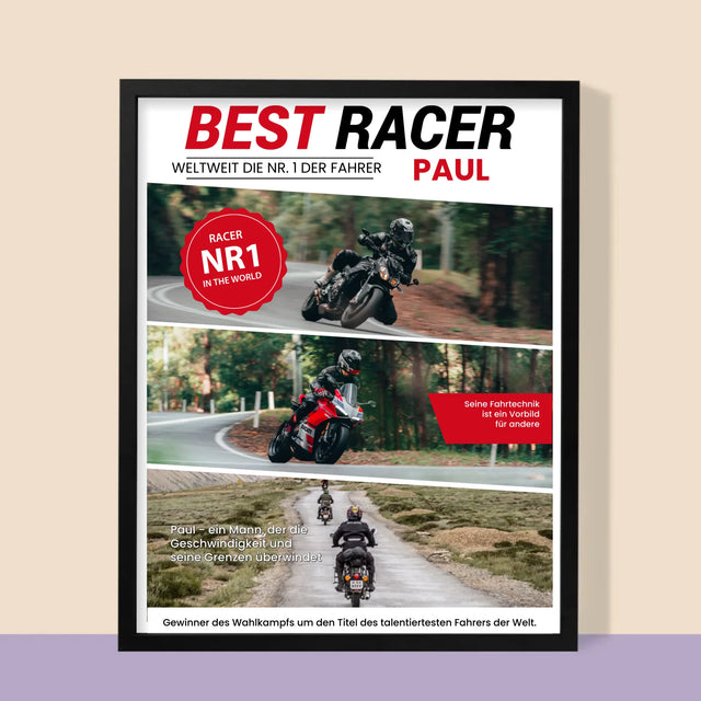 Magazin-Cover: Bester Rennfahrer - Druck Mit Rahmen 30X40