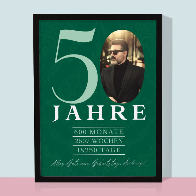 Foto Und Unterschrift: 50 Jahre Countdown - Druck Mit Rahmen 30X40