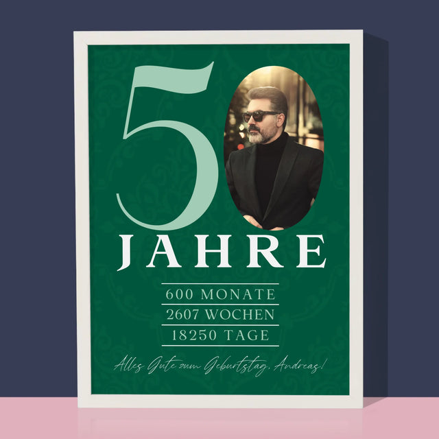 Foto Und Unterschrift: 50 Jahre Countdown - Druck Mit Rahmen 30X40