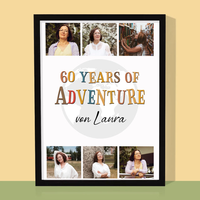 Fotocollage: 60 Years Of Adventure - Druck Mit Rahmen 30X40