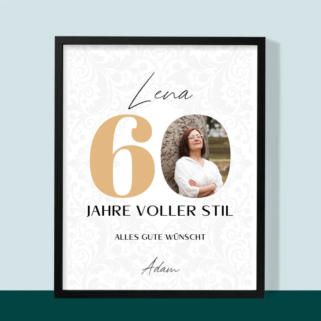 Foto Und Unterschrift: 60 Jahre Voller Stil - Druck Mit Rahmen 30X40