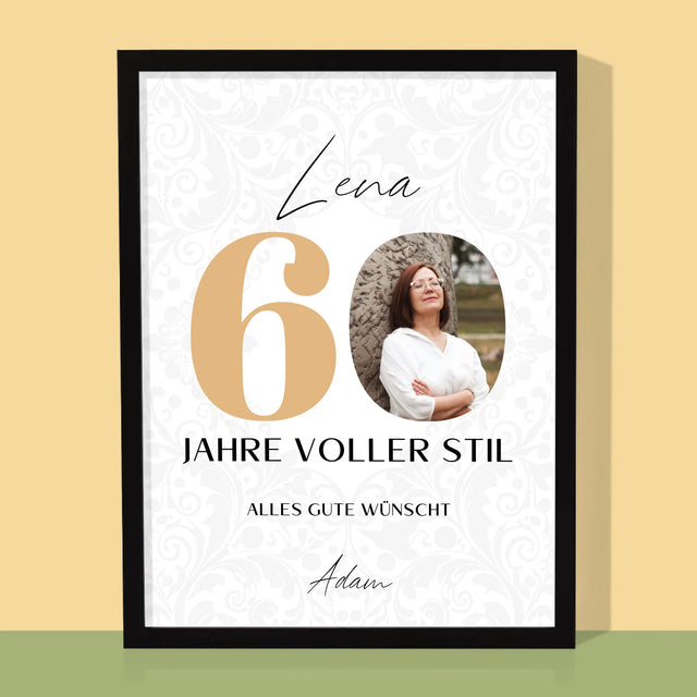 Foto Und Unterschrift: 60 Jahre Voller Stil - Druck Mit Rahmen 30X40