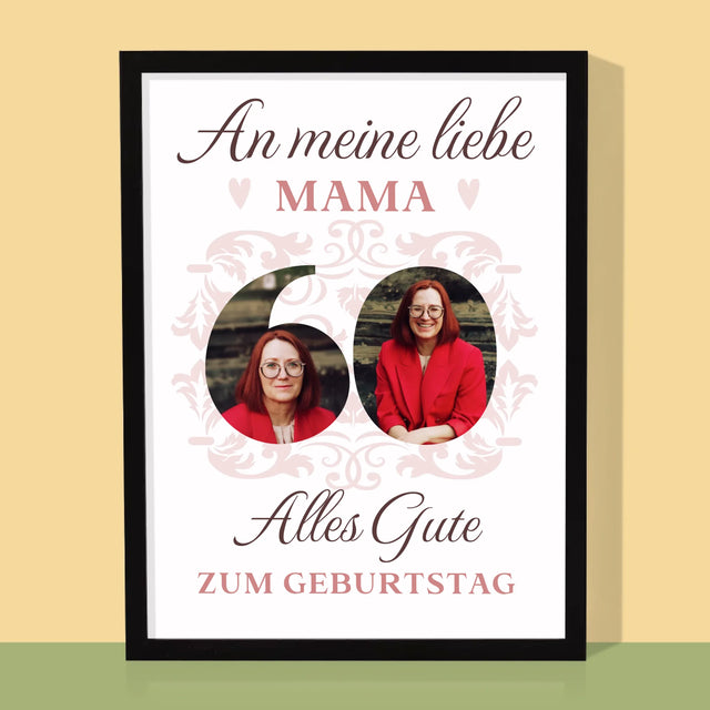 Buchstaben-Collage: An Meine Liebe Mama Zum 60. Geburtstag - Druck Mit Rahmen 30X40