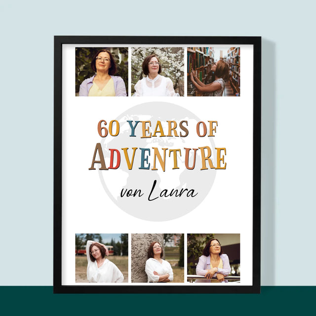 Fotocollage: 60 Years Of Adventure - Druck Mit Rahmen 30X40