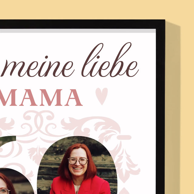 Buchstaben-Collage: An Meine Liebe Mama Zum 60. Geburtstag - Druck Mit Rahmen 30X40