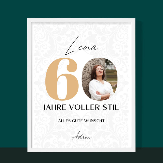 Foto Und Unterschrift: 60 Jahre Voller Stil - Druck Mit Rahmen 30X40