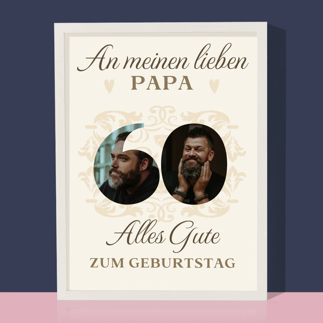 Buchstaben-Collage: An Meinen Lieben Papa Zum 60. Geburtstag - Druck Mit Rahmen 30X40