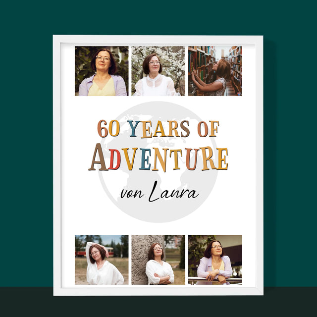Fotocollage: 60 Years Of Adventure - Druck Mit Rahmen 30X40