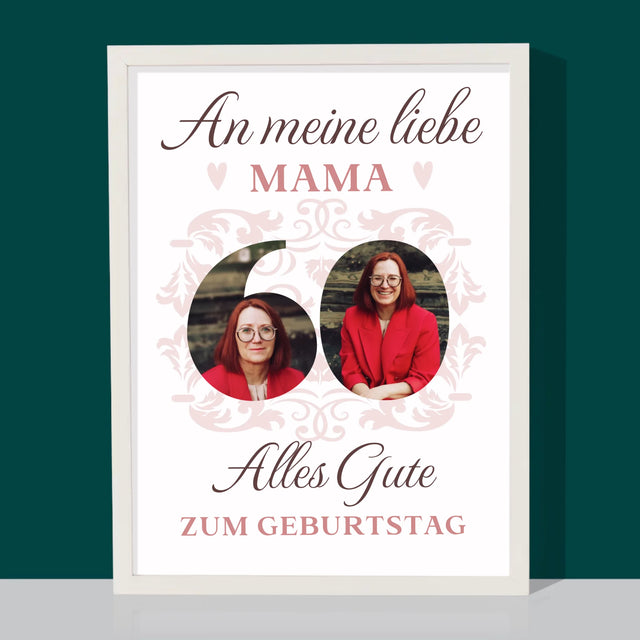 Buchstaben-Collage: An Meine Liebe Mama Zum 60. Geburtstag - Druck Mit Rahmen 30X40