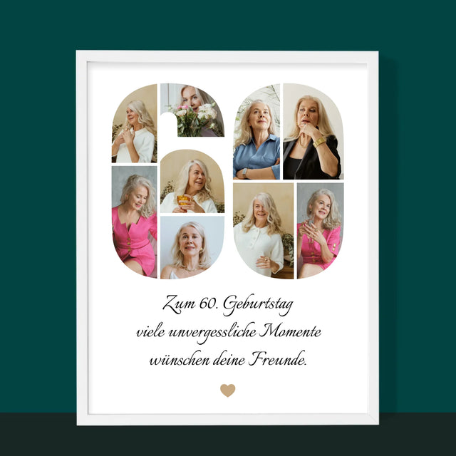 Form-Collage: 60. Geburtstag Glückwünsche - Druck Mit Rahmen 30X40