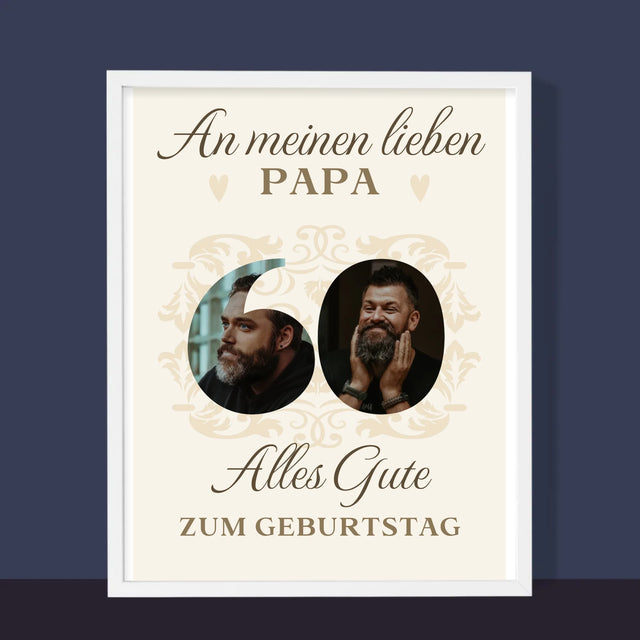 Buchstaben-Collage: An Meinen Lieben Papa Zum 60. Geburtstag - Druck Mit Rahmen 30X40