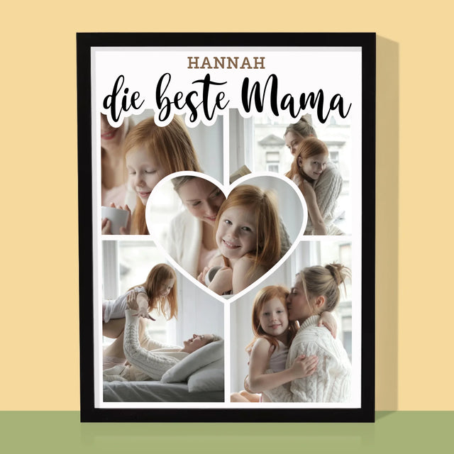 Fotocollage: Die Beste Mutter Herz - Druck Mit Rahmen 30X40