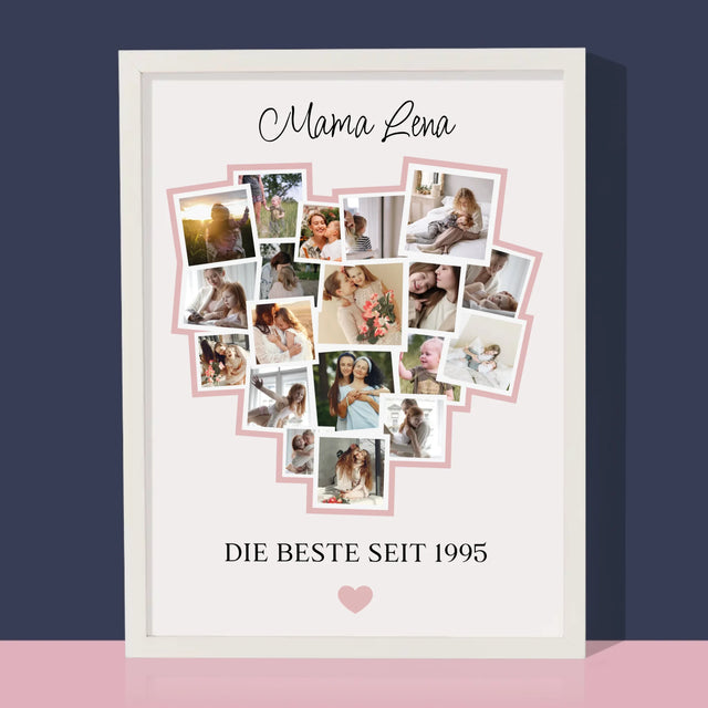 Fotocollage: Ein Herz Für Mama - Druck Mit Rahmen 30X40