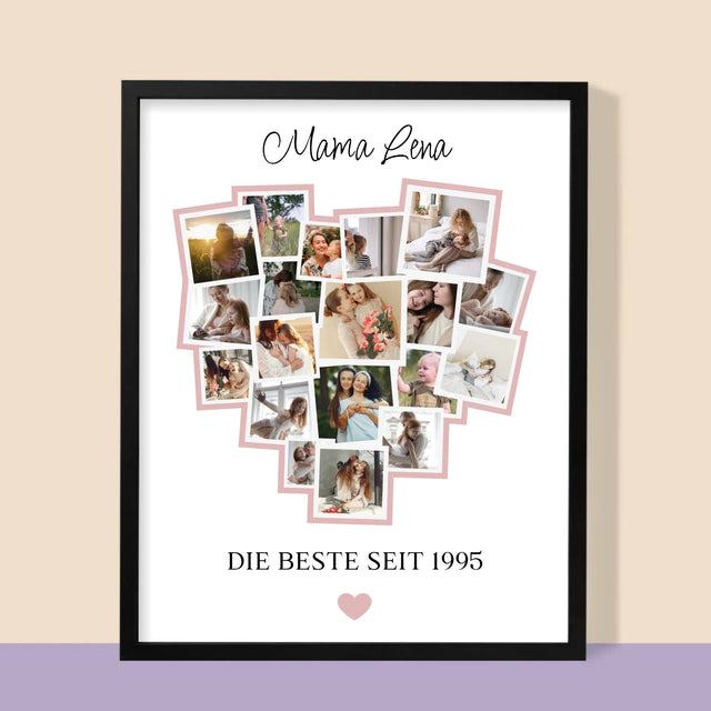 Fotocollage: Ein Herz Für Mama - Druck Mit Rahmen 30X40