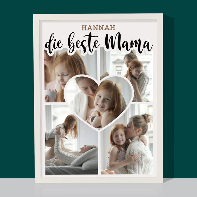 Fotocollage: Die Beste Mutter Herz - Druck Mit Rahmen 30X40