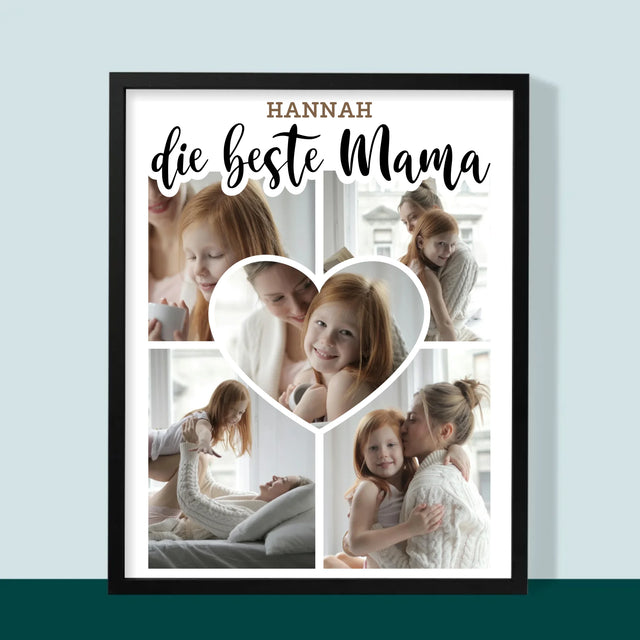 Fotocollage: Die Beste Mutter Herz - Druck Mit Rahmen 30X40