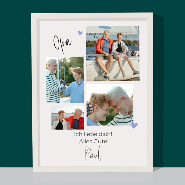 Fotocollage: Opa, Ich Liebe Dich - Druck Mit Rahmen 30X40