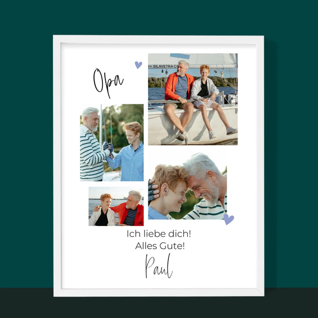 Fotocollage: Opa, Ich Liebe Dich - Druck Mit Rahmen 30X40
