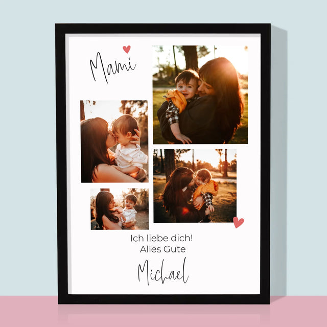 Fotocollage: Mama, Ich Liebe Dich - Druck Mit Rahmen 30X40