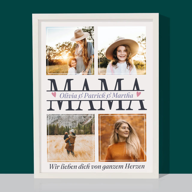 Fotocollage: Mama Namen - Druck Mit Rahmen 30X40