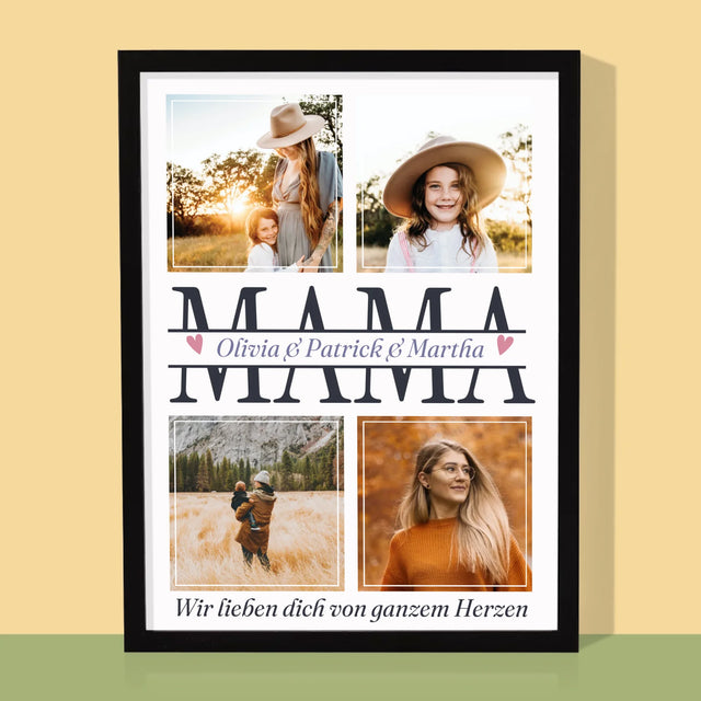Fotocollage: Mama Namen - Druck Mit Rahmen 30X40