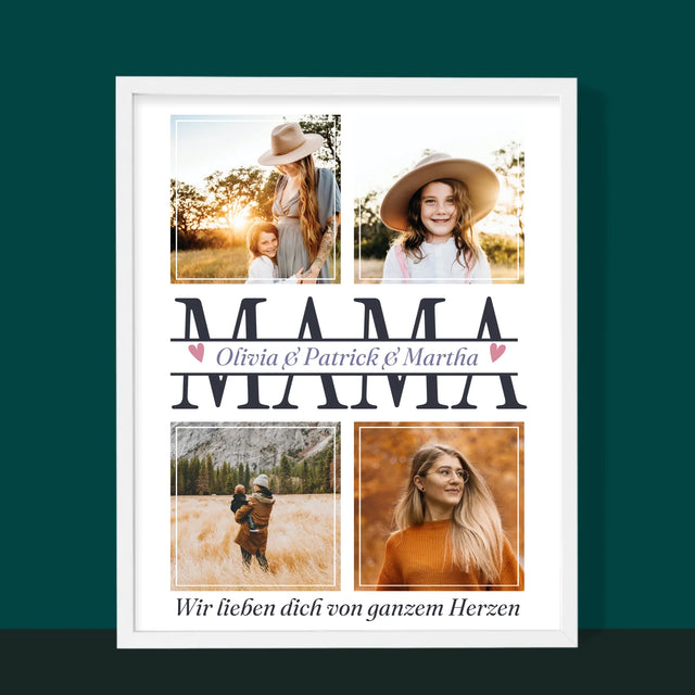 Fotocollage: Mama Namen - Druck Mit Rahmen 30X40
