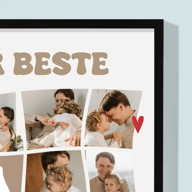 Fotocollage: Bester Papa Kacheln - Druck Mit Rahmen 30X40