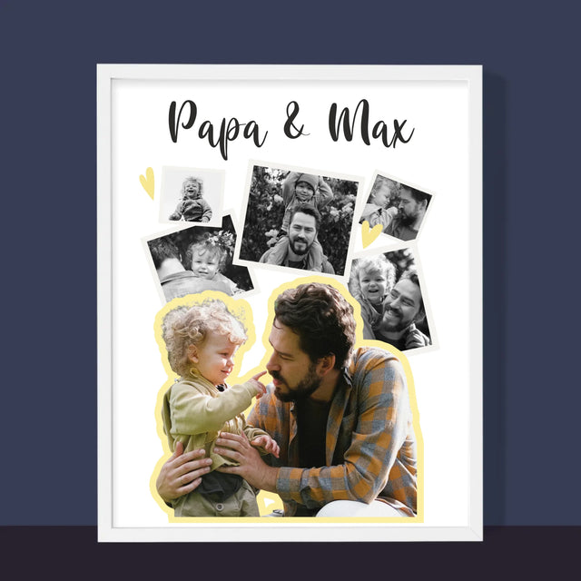Fotocollage: Papa Mit Kind - Druck Mit Rahmen 30X40