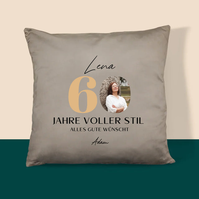 Foto Und Unterschrift: 60 Jahre Voller Stil - Kissen