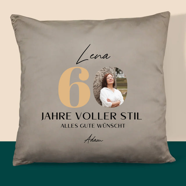 Foto Und Unterschrift: 60 Jahre Voller Stil - Kissen